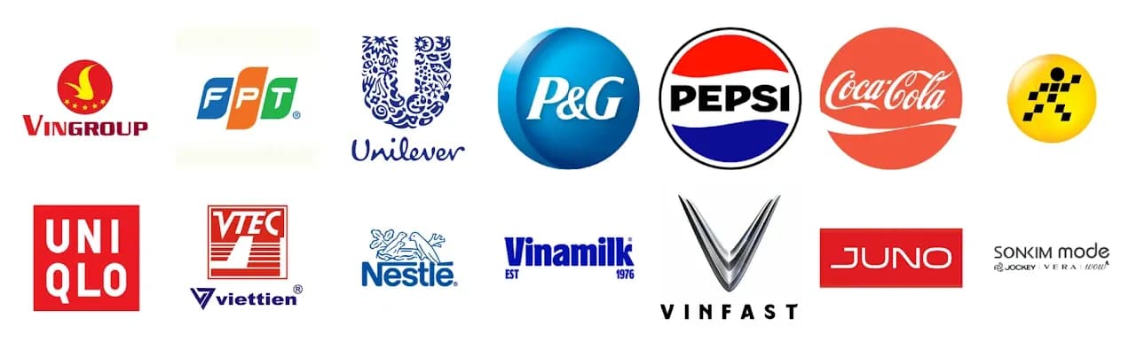 Các đối tác tiêu biểu: Vingroup, FPT, Unilever, P&G, Pepsi, Coca-Cola và các thương hiệu khác